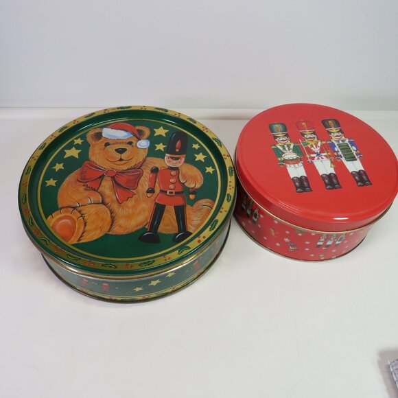 toy soldier (2) metal tins Christmas Decor Gold Accents - Picture 1 of 11
